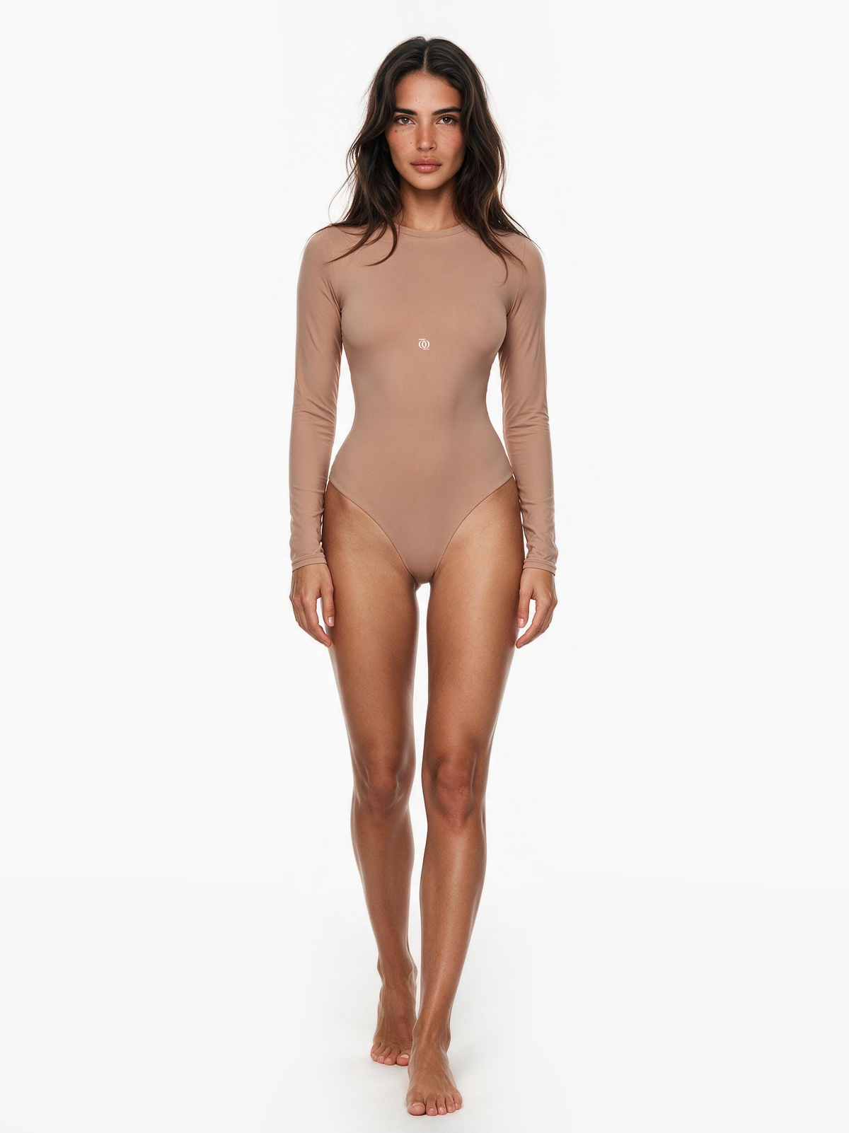 Second Skin Long Sleeve Crew-Neck Bodysuit Nude